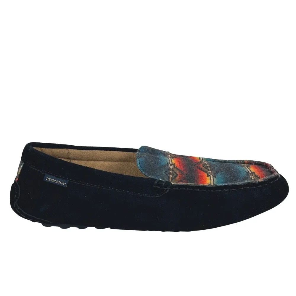 Pendleton Saltillo Mens Black Suede Southwest Aztec Driving Moc Loafers Size 8M